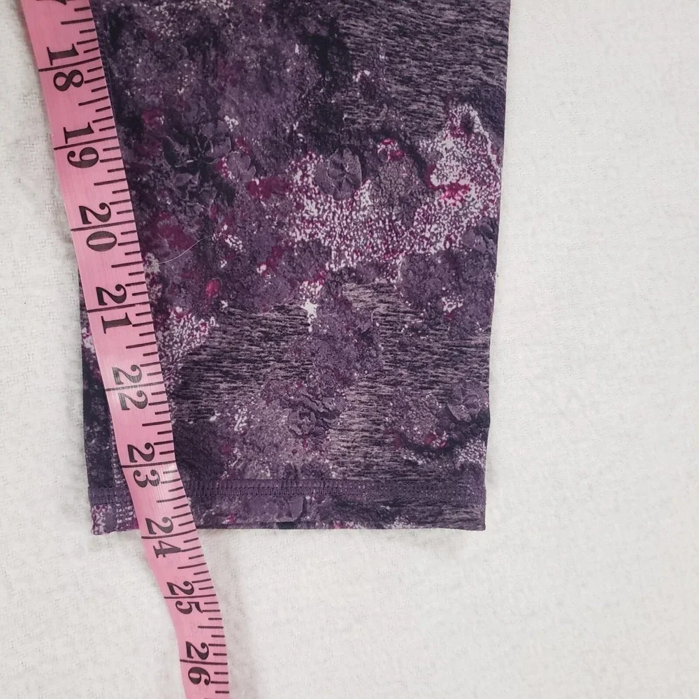 Champion High Waist Cropped Leggings Womens Purple 2X Floral Stretch Yoga Gym‎